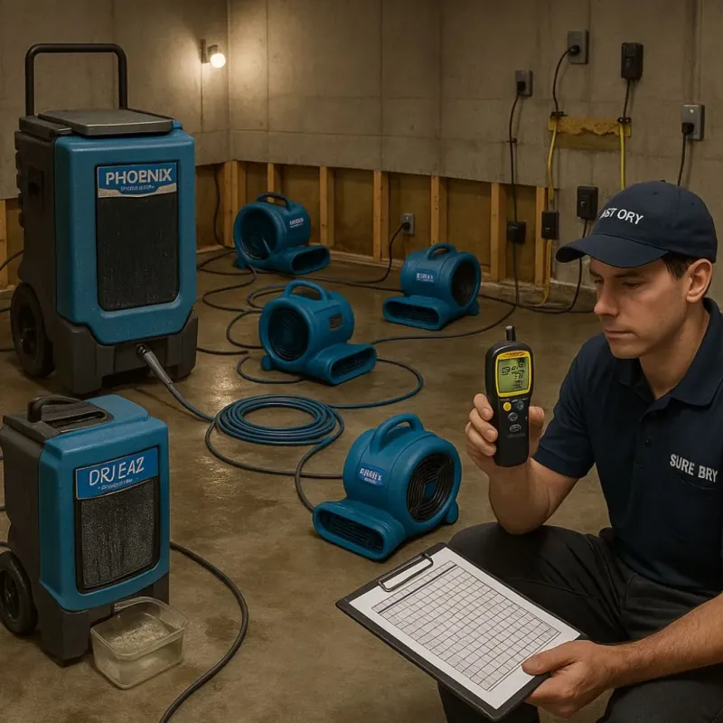 Structural Drying and Dehumidification process in Key Center, WA